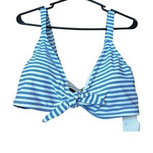 Time & Tru Women's 1X Blue And White Striped Padded Bikini Top New With Tags